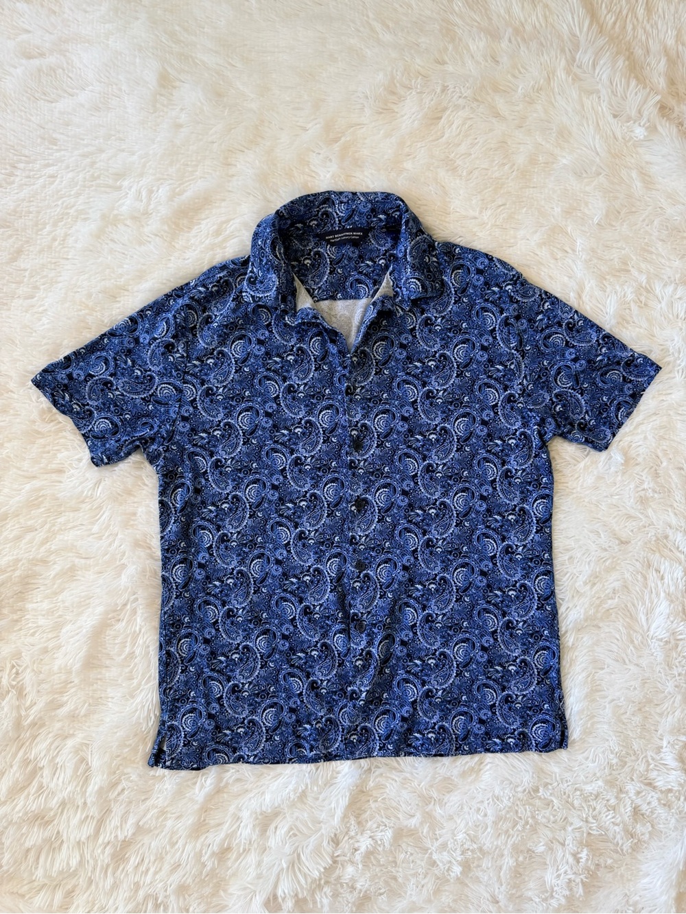 Hart Schaffer Marx Men's Blue Paisley Short-Sleeve Shirt